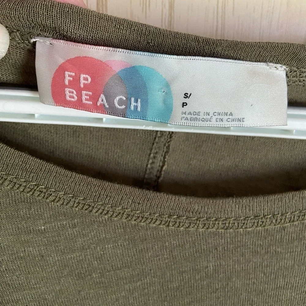 Free People Beach ‘Riverside’ Linen Tunic Sz Small Oversized Olive Green